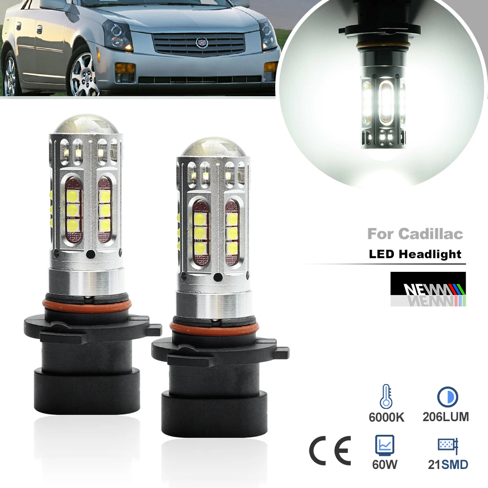 Для Cadillac CTS 2003 2004 2005 2006 2007 9005XS HB3A 9006XS HB4A светодиодные фары дальнего/ближнего света фары Canbus без мерцаний