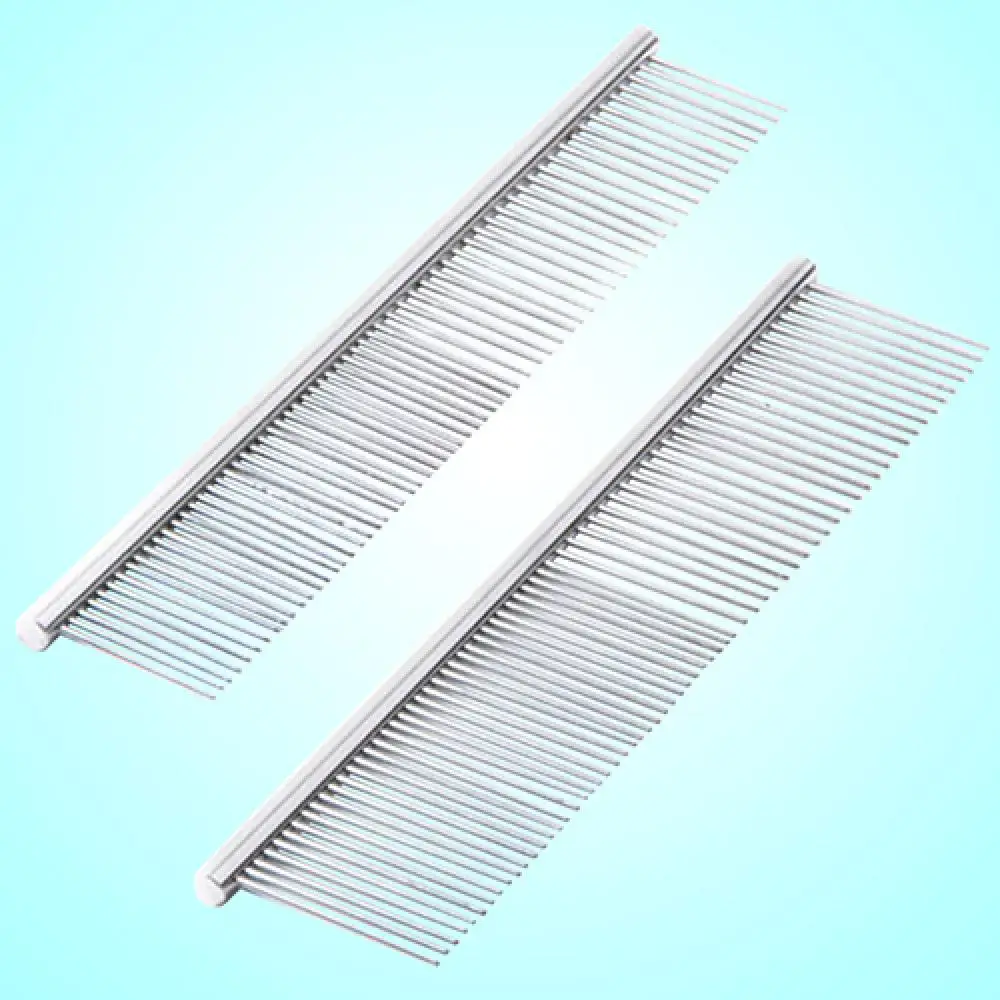 

Dog Pet Stainless Steel Different Spaced Rounded Teeth Shedding Grooming Comb