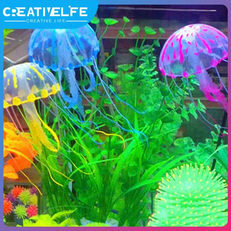 

Artificial Swim Glowing Effect Jellyfish Aquarium Decor Fish Tank Underwater Live Plant Luminous Ornament Aquatic Landscape Cute