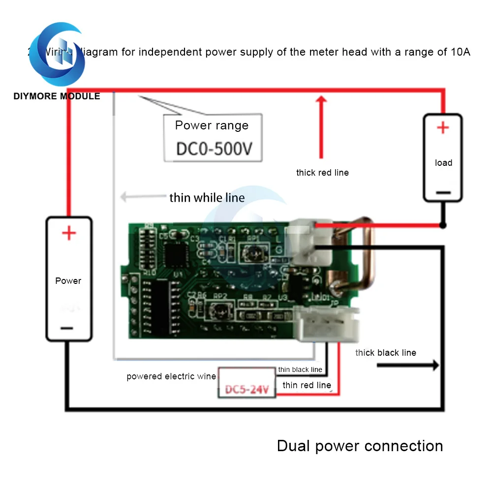 Вольтметр Амперметр постоянного тока 500 в 10 А красный + синий светодиодный
