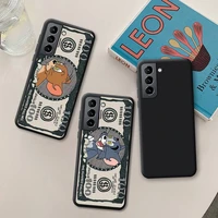 cartoon dollar toms cat jerrys mouse phone case for samsung galaxy s22 s21 ultra s20 fe s9 plus s10 5g lite 2020 silicone cover