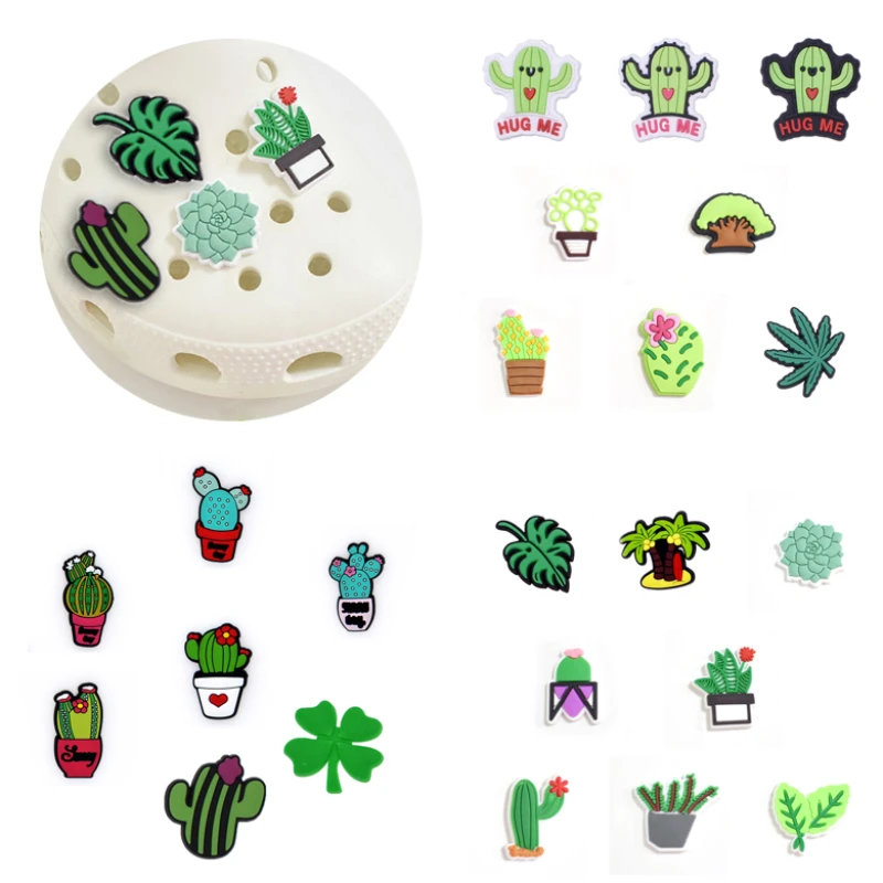 PVC Shoe Charms Shoe Accessories Cactus Shoe Decoration Shoe Buckles Accessories for Croc Sandals X-mas Gifts Jibz Buckle