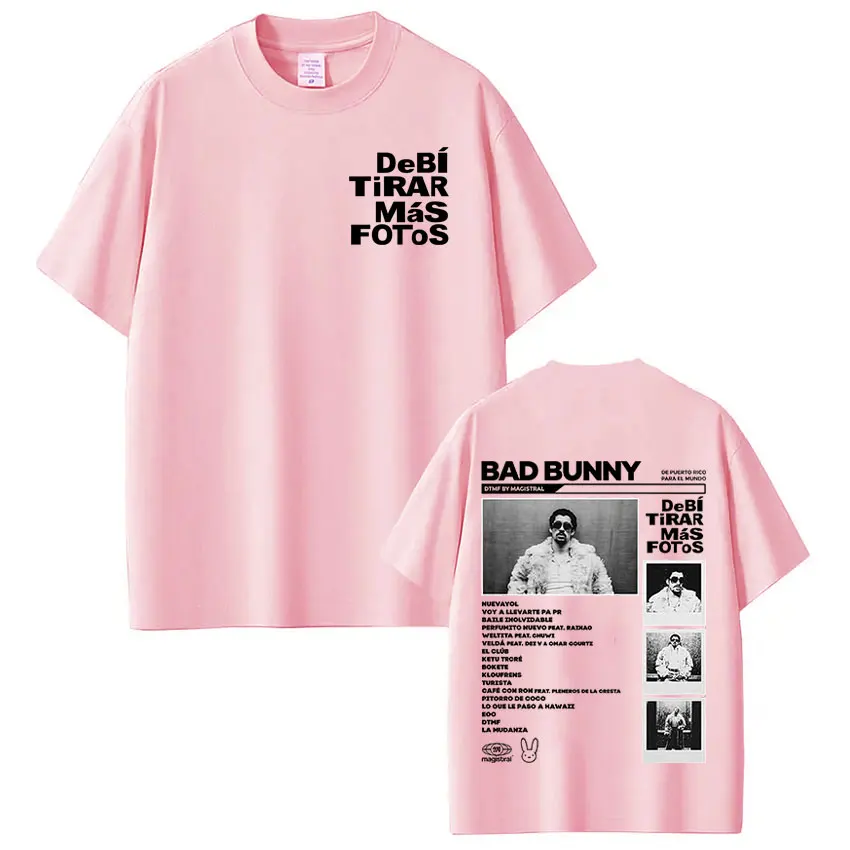 Фото Рэпер Bad Bunny Футболка DTMF DeBi TiRAR MaS FOToS Футболки Мужчины Женщины Хип-Хоп Мода Винтаж Футболка большого размера с короткими рукавами №3