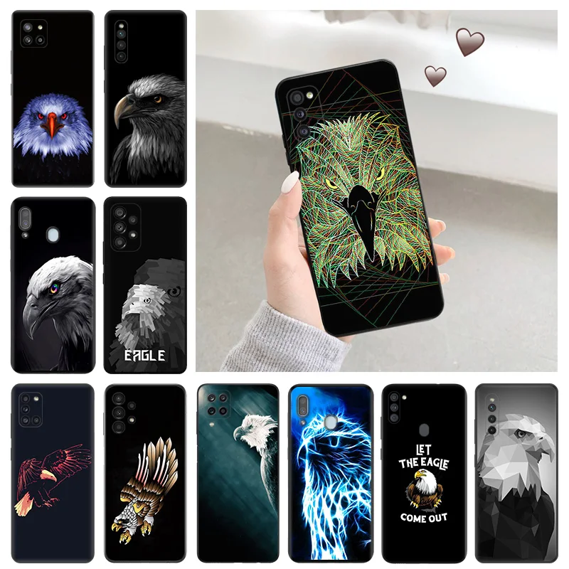 

Soft Phone Cases For Samsung Galaxy A34 a54 A50 A70 A03 S A40 A30 A20 A10 E A01 A02 A04 Eagle Art Black Matte Cover