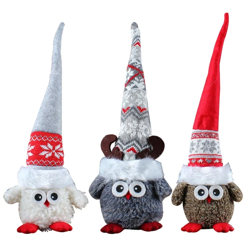 Baykuş Gnome bebek uzun şapka peluş cüce Elf heykelcik masaüstü dekor süsleme için noel yeni yıl tatil parti dekorasyon hediye