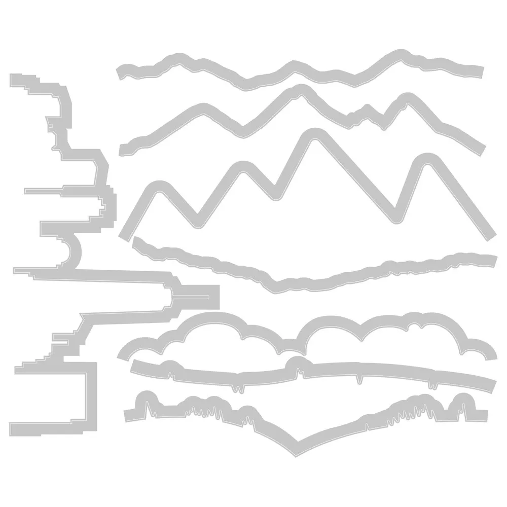Трава гора город контур здания металлические трафареты сделай сам открытка
