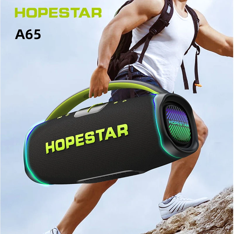 Фото Портативная колонка HOPESTAR A65 300W с RGB LED подсветкой, водонепроницаемая (IPX6), с мощными басами, трехдиапазонными динамиками, для вечеринок на открытом воздухе, беспроводная акустическая система №1