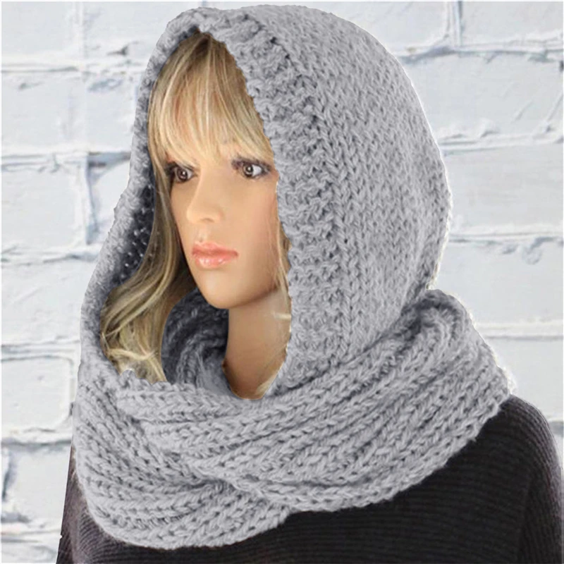 Женские зимние лыжные шарфы вязаный крючком шарф с капюшоном Бесконечность