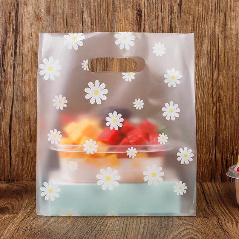 

20pcs Die Cut Plastic Merchandise Shopping Bags With Handle Gift Bag Christmas Wedding Party Orangizer Candy Cake Wrapping Bags