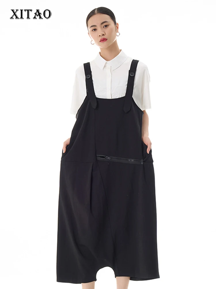 

XITAO Fashion Casual Jumpsuit 2023 Summer New Arrival Personality Loose Solid Color Simplicity Wide Leg Casual Pants DMJ1123