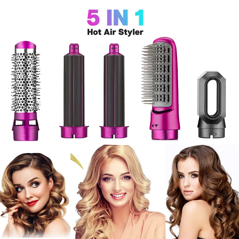 

Hair dryer curler 5 in 1 Hot Air Styler Hairdryer Hair Straightener Comb Hairdryer Rotating Curling Iron Styler Blow Dryer Brush