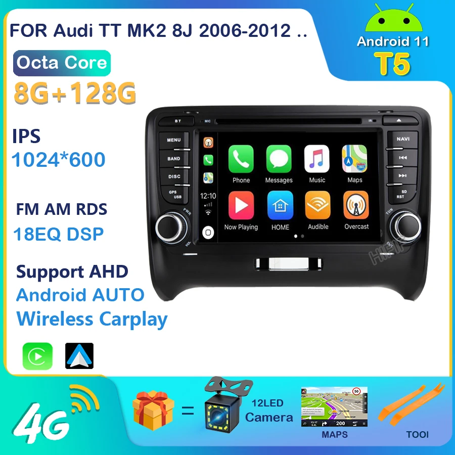 

Автомобильный мультимедийный плеер Android 11 2Din Авторадио Стерео система для Audi TT MK2 8J 2006 2007 2008 2009-2012 wifi Автомобильный плеер