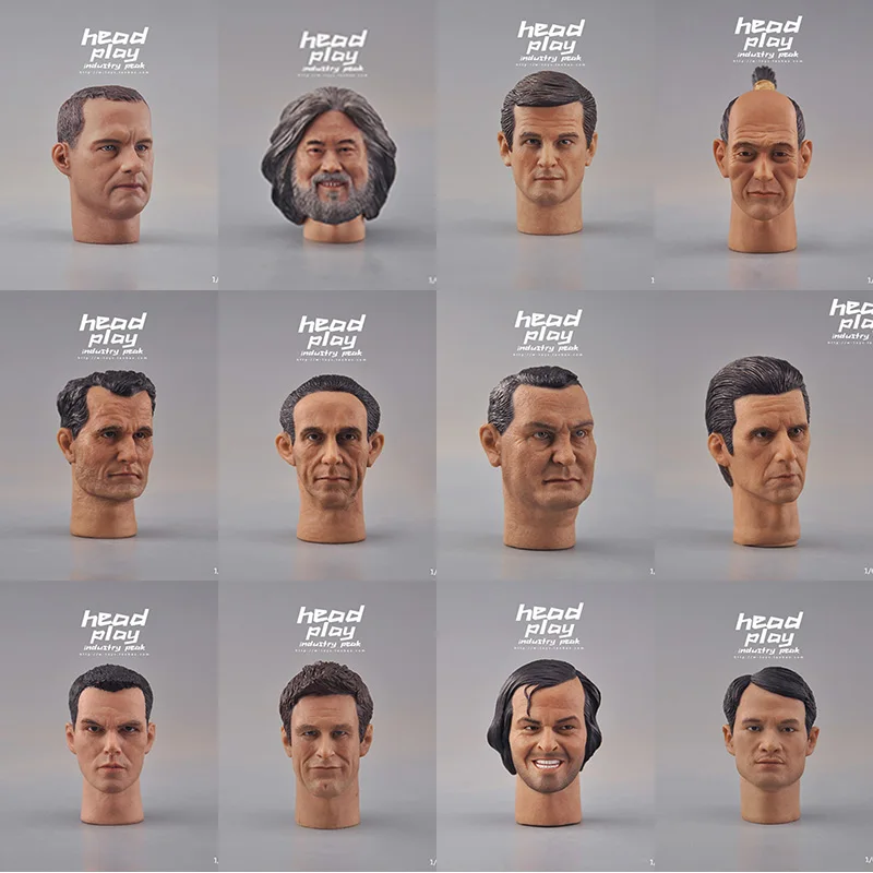 

1/6 Asian Europe America WWⅡ Star Leader Military Male Head Sculpt Koepe Tom Hanks Roger Hull Moore for 12'' Action Figure Body