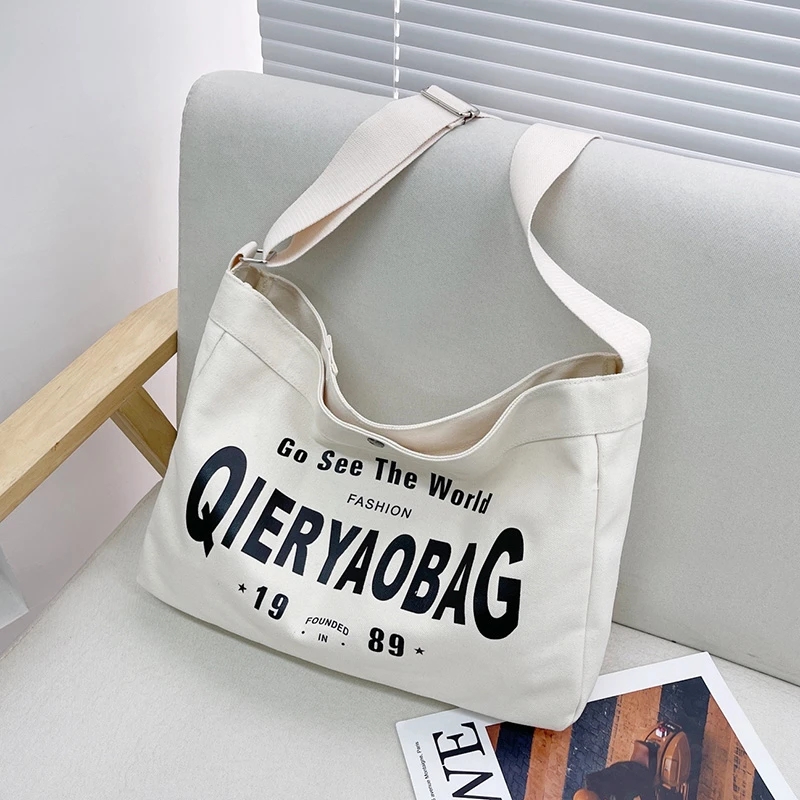 

Canvas Large Capacity Crossbody Schoolbag Student Japanese Harajuku Messenger Bag Teenagers Letter Shoulder Bag Women Tote Sac