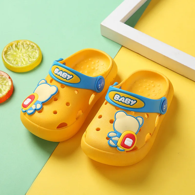 

Сандалии Детские с мультяшным медведем, дышащие Нескользящие, легкие пляжные тапки, мягкая подошва, без застежки, летняя Уличная обувь