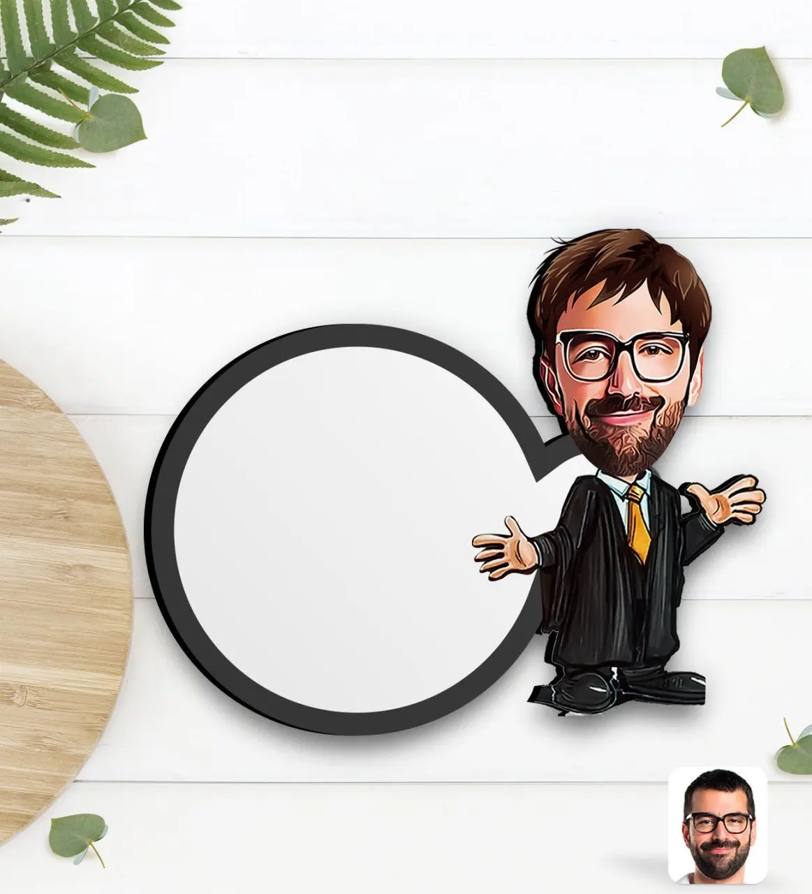 

Персонализированный мужской поверенный карикатура на деревянную чашку