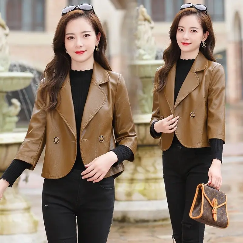 

Korean Style Coat for Women 2023 Spring and Autumn Loose Fashion Coat Women Winter Jacket Leather Jacket Casual Work Clothing