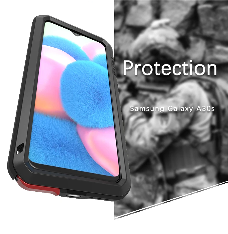 Love Mei Shock Dirt Proof Water Resistant Metal Armor Phone Case For Samsung Galaxy A30s A30 A20 A50s A70 A70s A40s A90 Cover