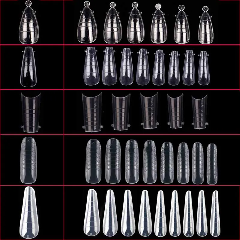 

120Pcs Bag Nail Forms Quick Building Poly UV Gel Extended Finger Nail Tip DIY Art Full Acrylic Dual Forms Top Mold Clip