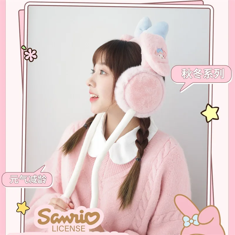 

Kawaii Sanrio Pompompurin Ears Move Hat Girls Cartoon Anime Cinnamoroll My Melody Children Cap Warm Student Winter Gift for Kids