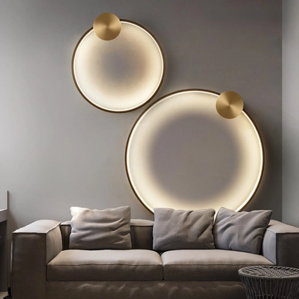 

Nordic Circular Ring LED Wall Lights For Home Art Deco Free Collocation Parlor Dinning Room Bedside Stairs Round Lamp