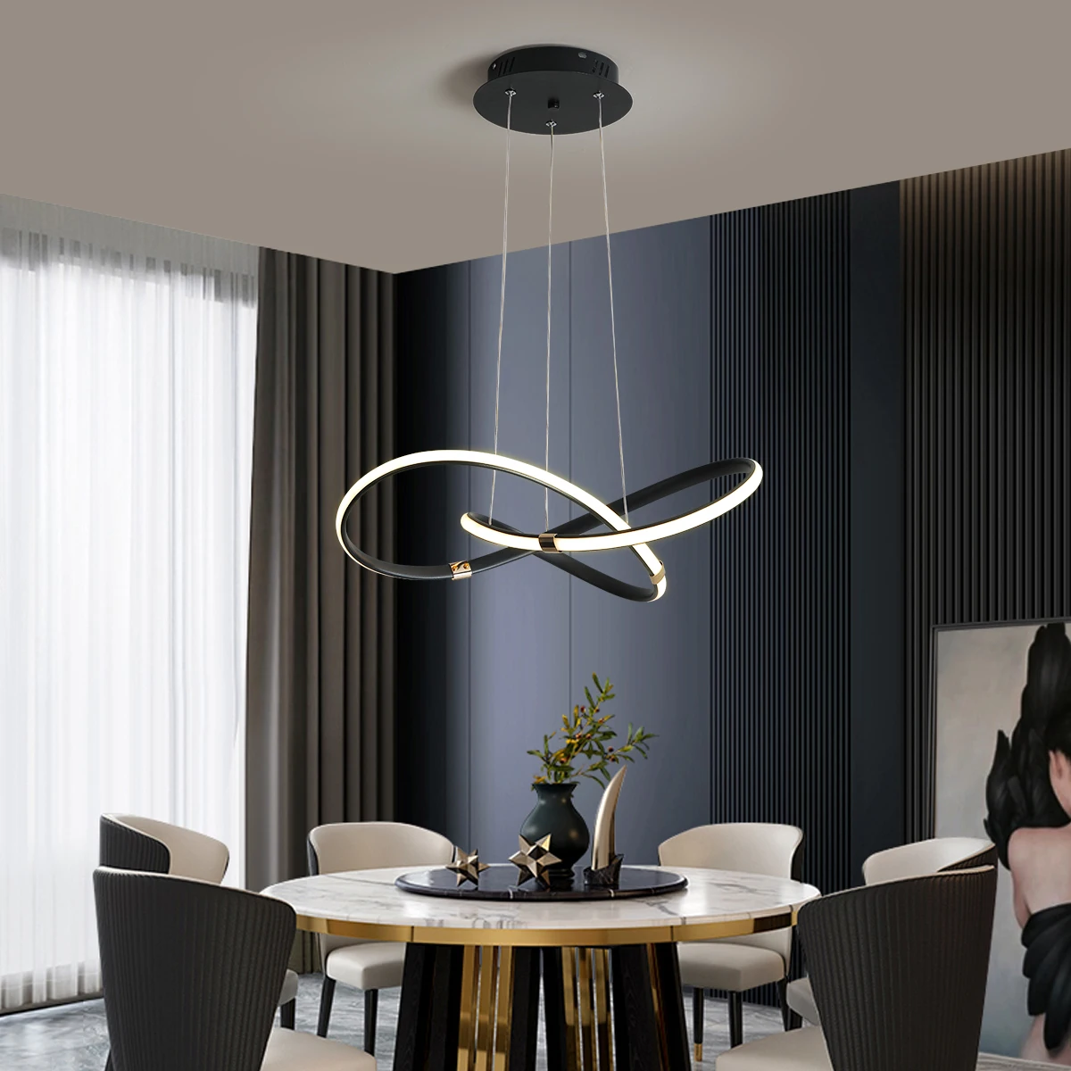 Alexa Google Dia540mm Modern Led Pendant Lights Lamp 90-265V Suspension Pendant Lamp Lights for Dinning Kitchen Room Bar Shop