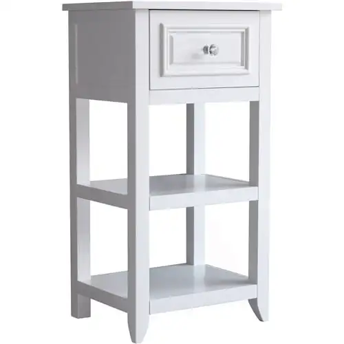 

NONEDawson Wooden Floor Cabinet with Cross Molding and Drawer, White