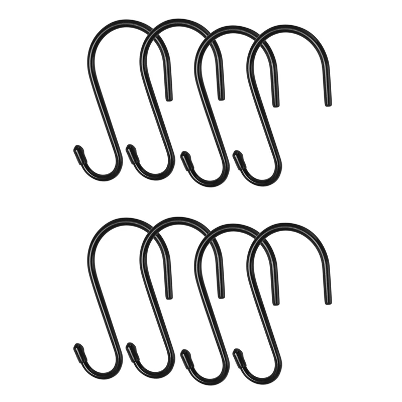 

8 Pack Large Vinyl Coated S Hooks 6 Inch Non Slip Heavy Duty S Hook For Hanging, Steel Metal Rubber Coated Closet Hook