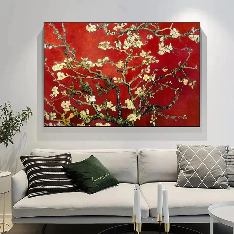 

Van Gogh Red Blossoming Almond Tree Canvas Pictures Prints Modern Room Decoration Fashion Wall Art Painting Decor Art