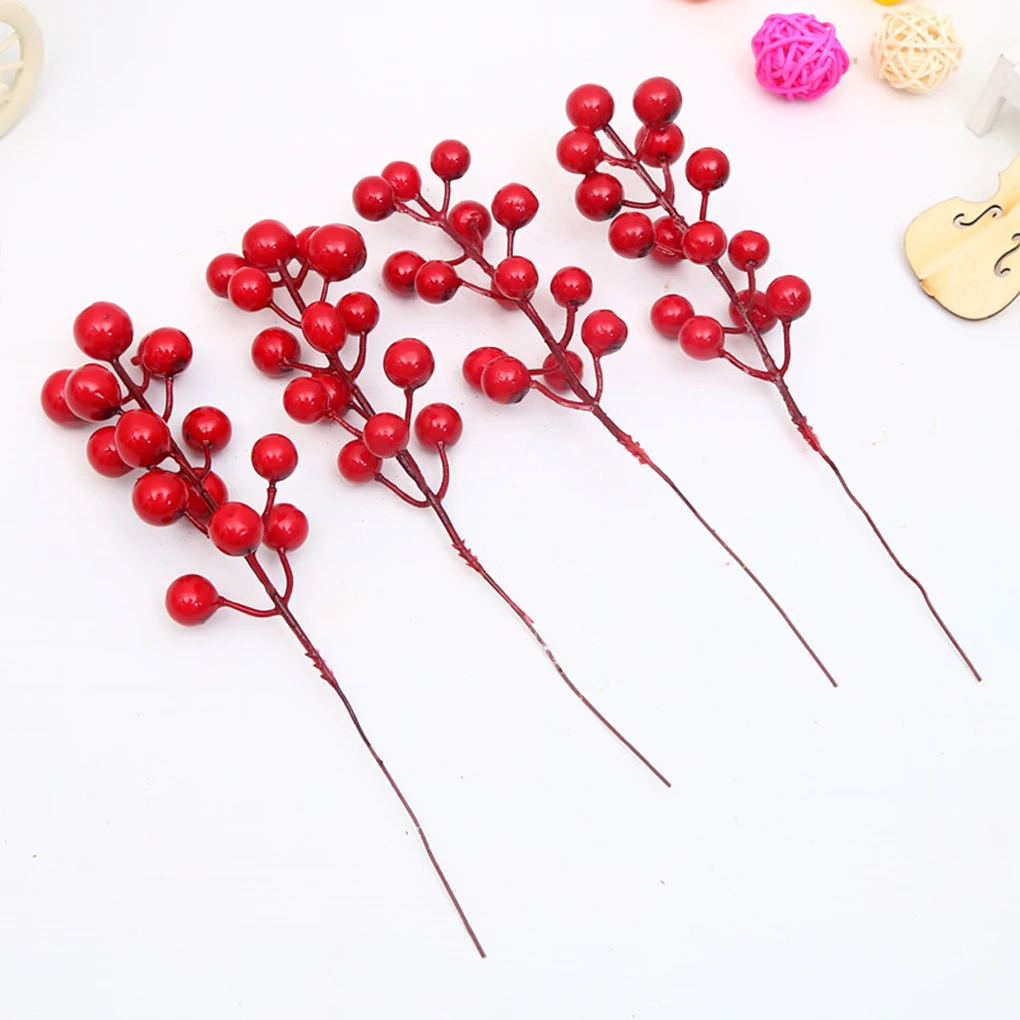 

20Pcs Pearl Artificial Flower Small Berries Cherry For Wedding Party Gift Box Christmas DIY Wreath Home Decorations