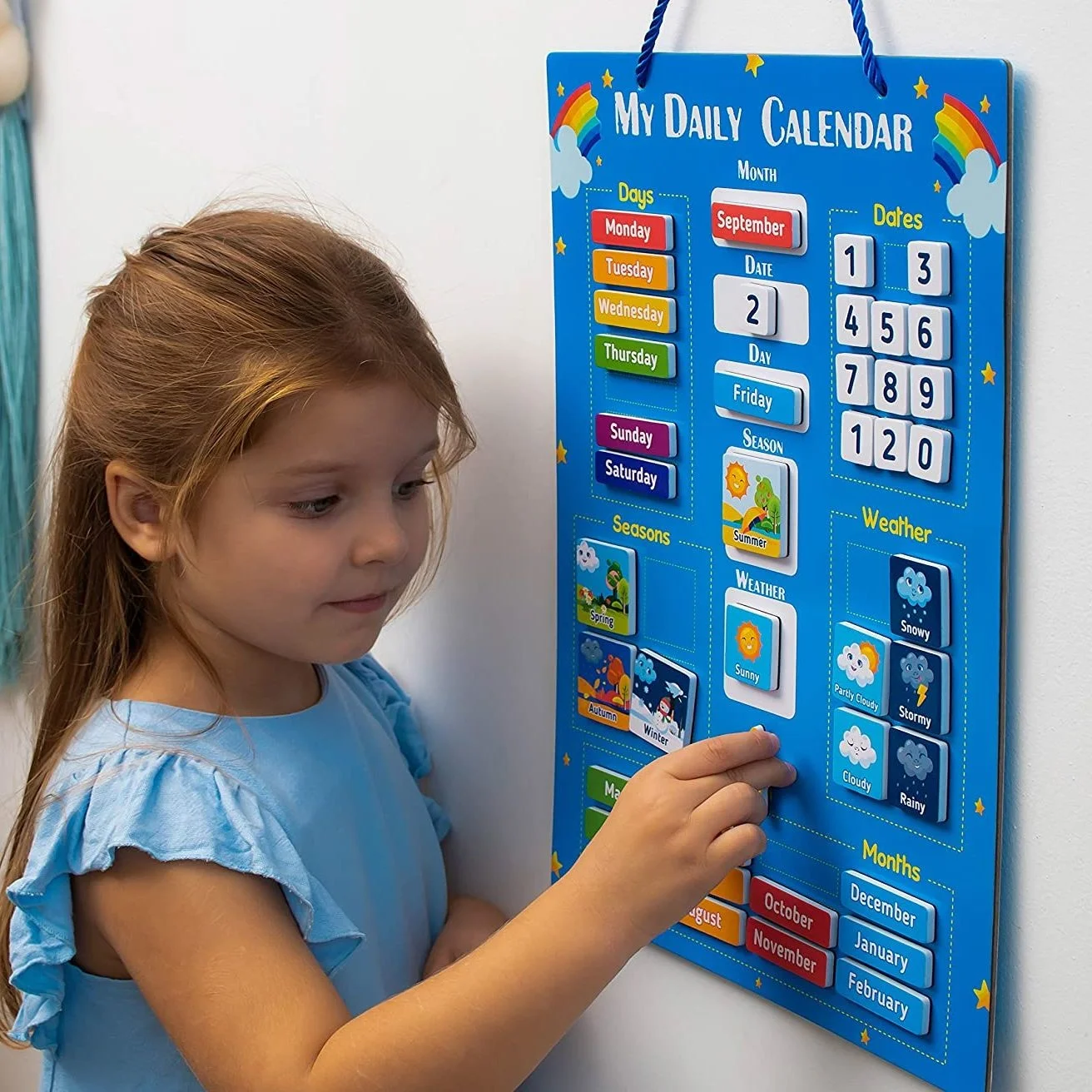 

Montessori Preschool Magnetic Calendar Kids Early Learning Toys Weather, Date, Month, Day, Season Educational Chart Wall Sticker