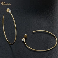 wong rain 100 925 sterling silver vvs1 d color real moissanite diamonds hyperbole large hoop earrings fine jewelry with gra