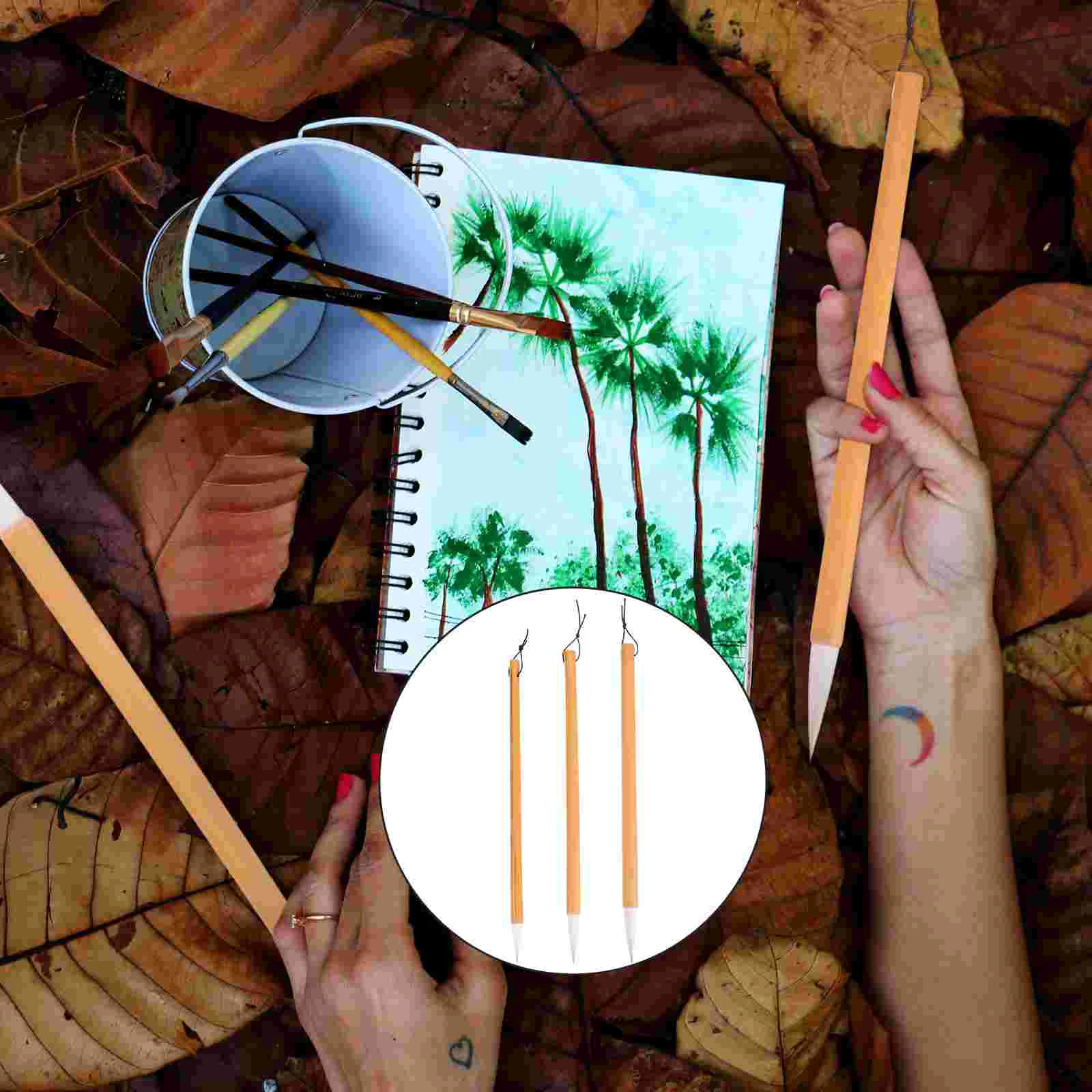 

3pcs Chinese Calligraphy Brush Practical Useful Watercolor Ink Brush Writing Brush Painting Brush