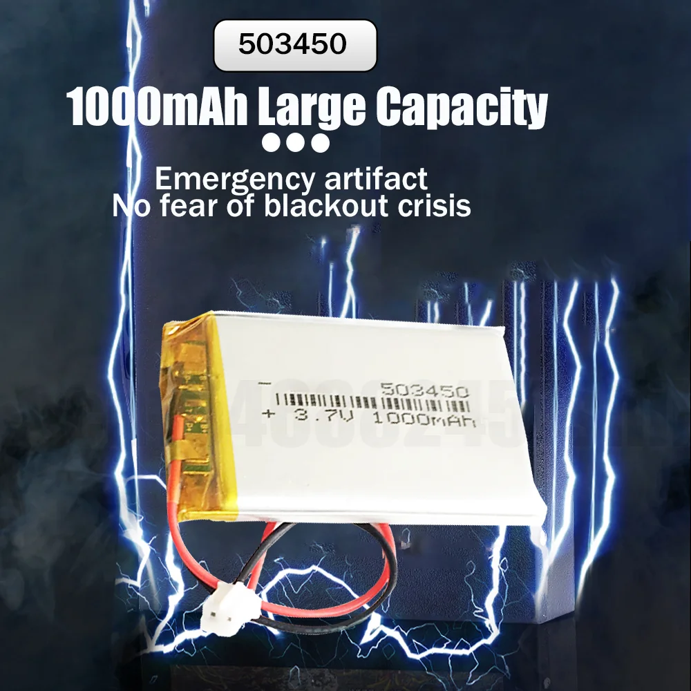 3 7 V 1000mAh 503450 литиевая полимерная аккумуляторная батарея с JST PH 2 0 2pin разъем для Mp3
