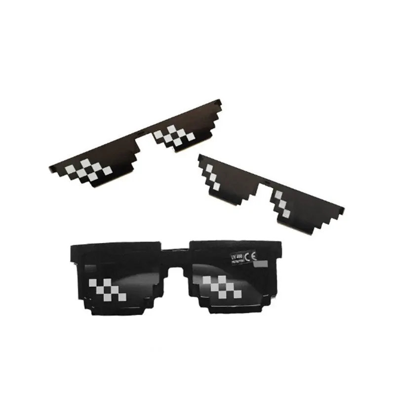 

1PC New Black Eye Glasses With IT Sunglasses Fashion Deal Cool Eyewear Unisex Thug Life 8 Bit Pixel Glasses blurred eye glasses