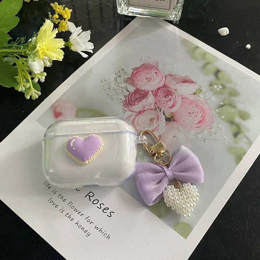 Чехол для SoundPEATS CAPSULE3 PRO брелок с милым медведем/цветочником прозрачный