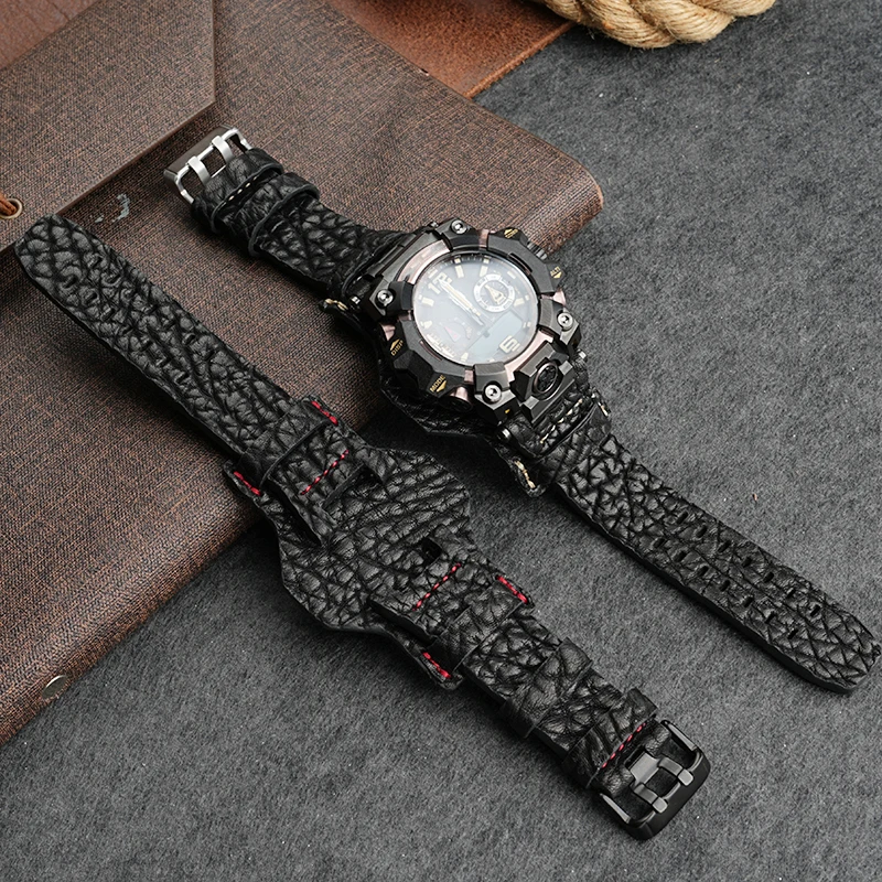 Фото Модифицированный ремешок из воловьей кожи в стиле ретро для Casio G-SHOCK Mudmaster GWG-B1000, винтажный ремешок для часов третьего поколения с базовым лотком №2