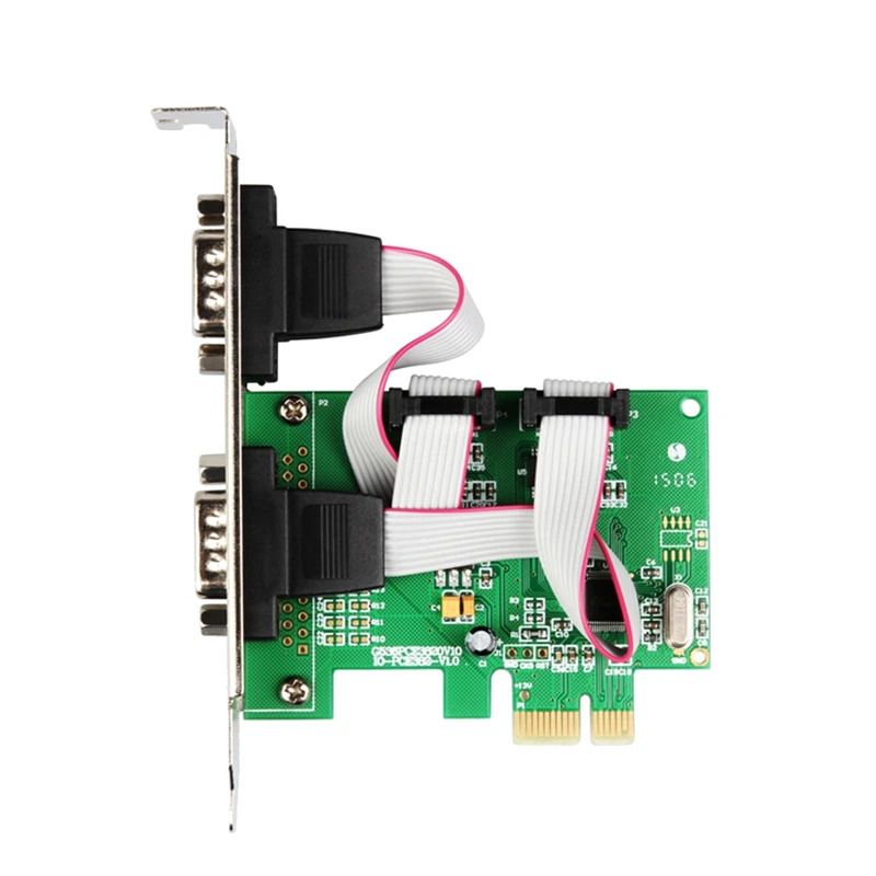 PCI Express 2 порта Последовательный RS232 Com Db9 контроллер карты PCI-E 1,0X1 WCH382 чип с низкопрофильным кронштейном