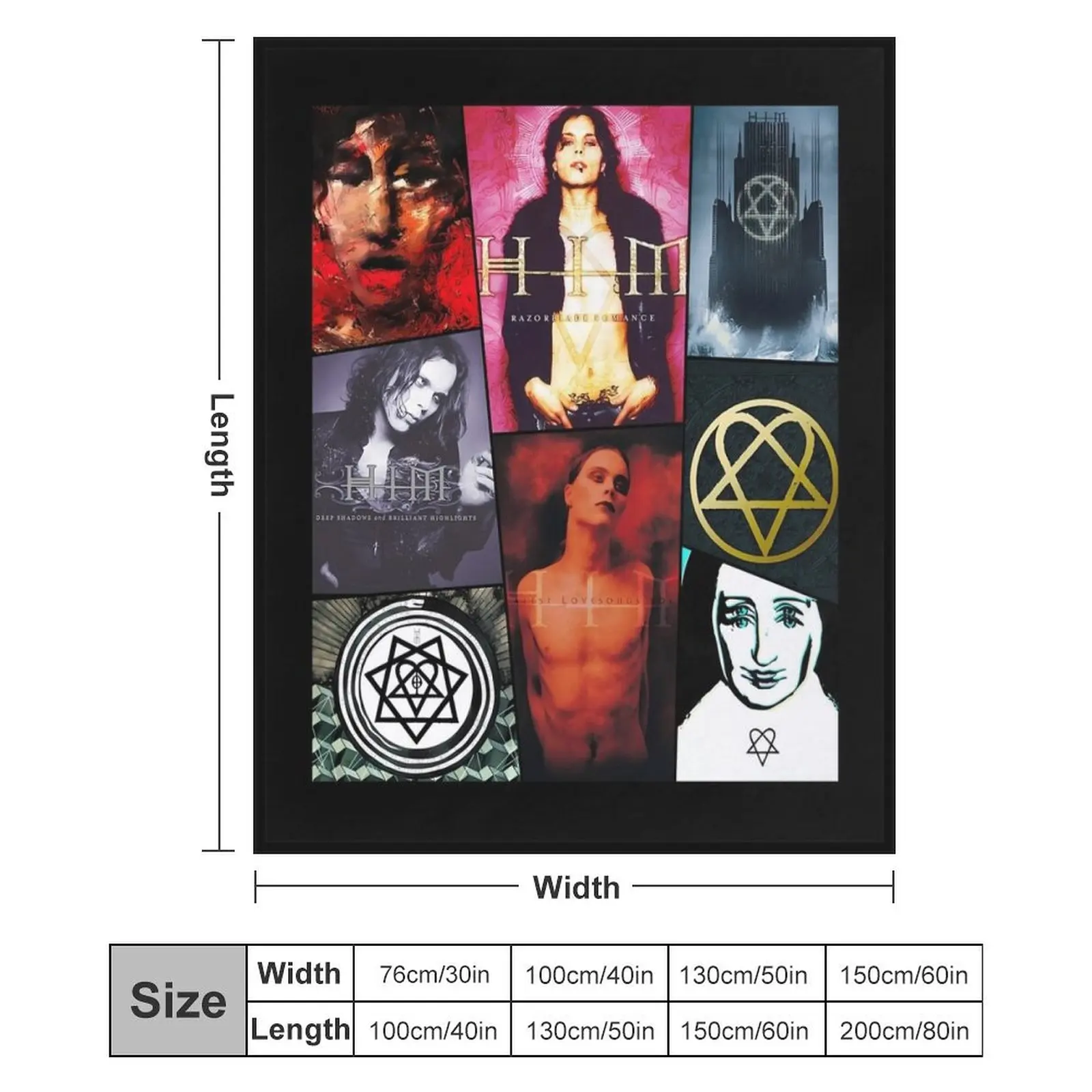 Обложка альбома Him Band коллаж чехол Heartagram Ville Valo плед на диван декоративные одеяла