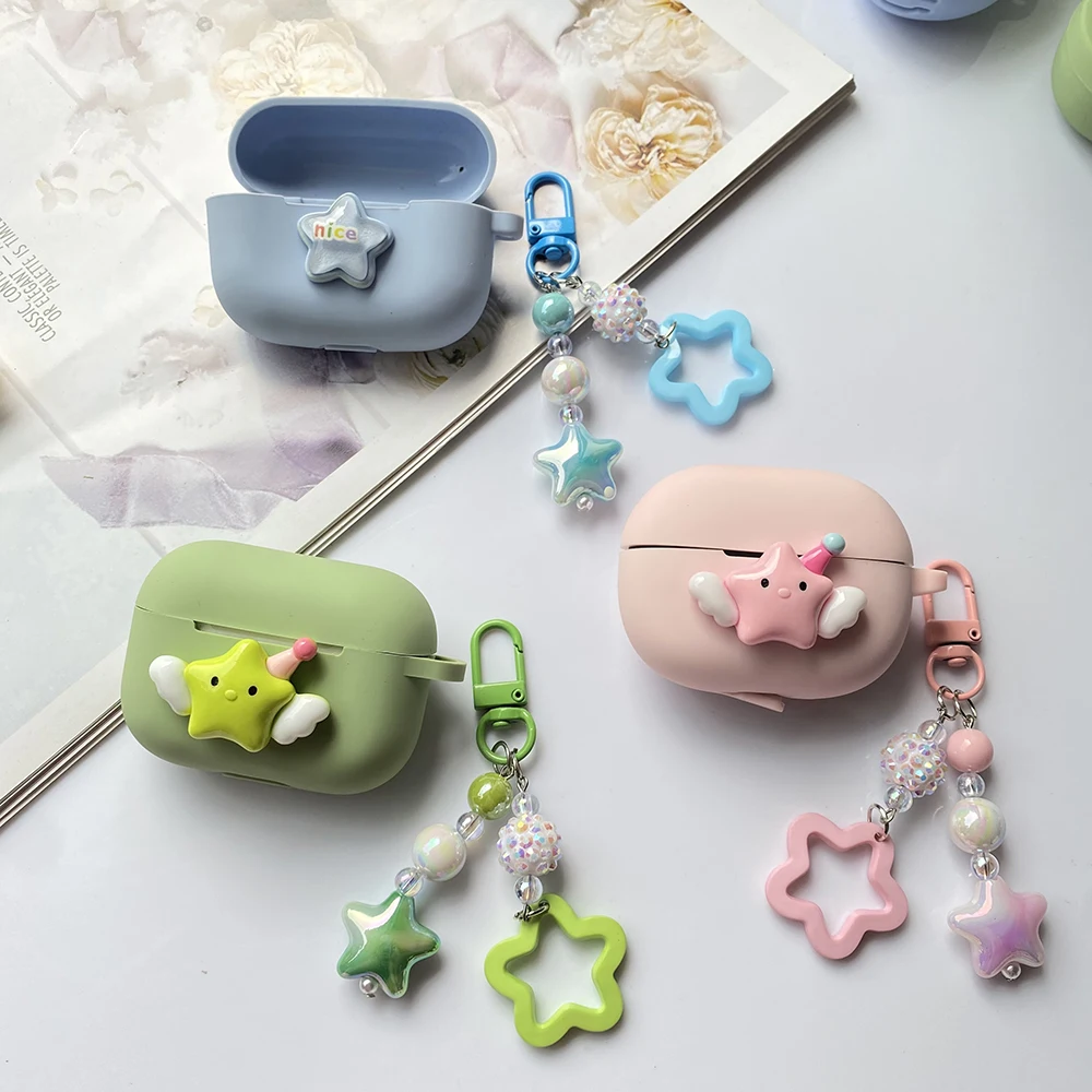 

Cartoon star Case for honor Earbuds X3i / X3 Lite case Cute Silicone Earphone Cover with Keychain Accessory Box Earbuds X3