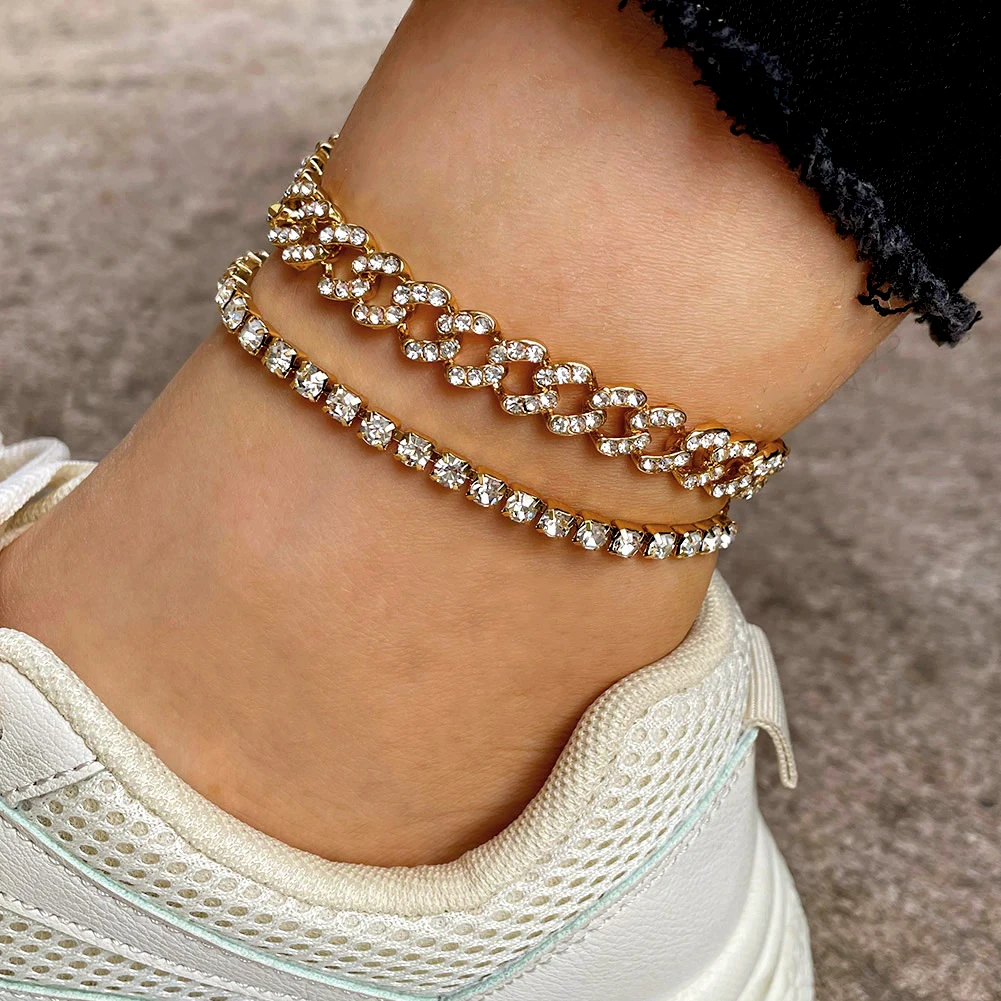 Браслеты на лодыжку женские анклеты из кубинской цепи в стиле панк украшения для