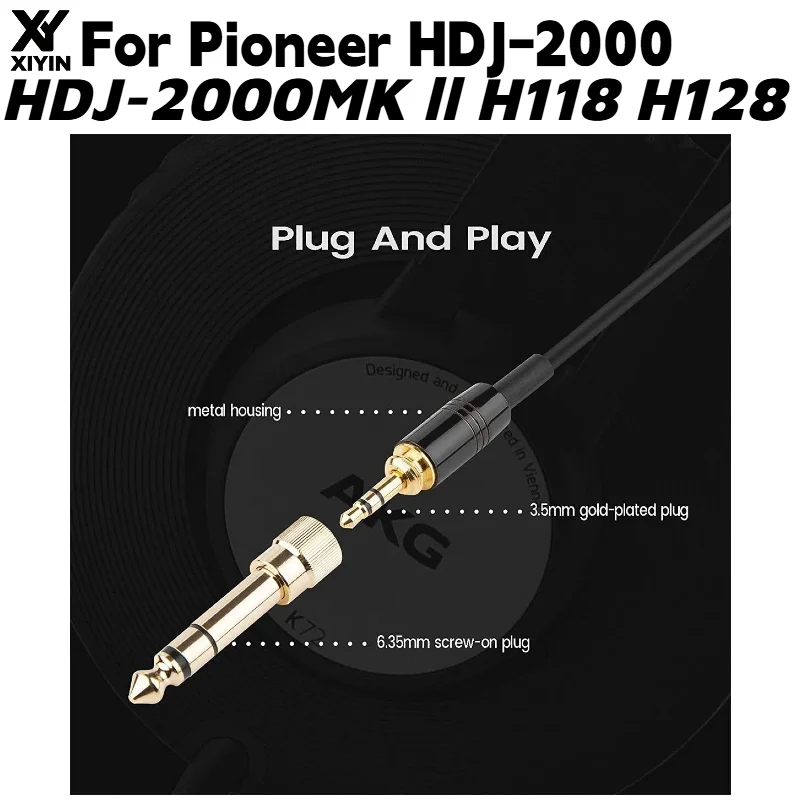 Фото Сменный пружинный кабель для наушников 6.35 мм на Mini XLR 3-контактный для Pioneer HDJ-2000 HDJ-2000MK Il H118 H128, запчасти для ремонта гарнитуры. №4