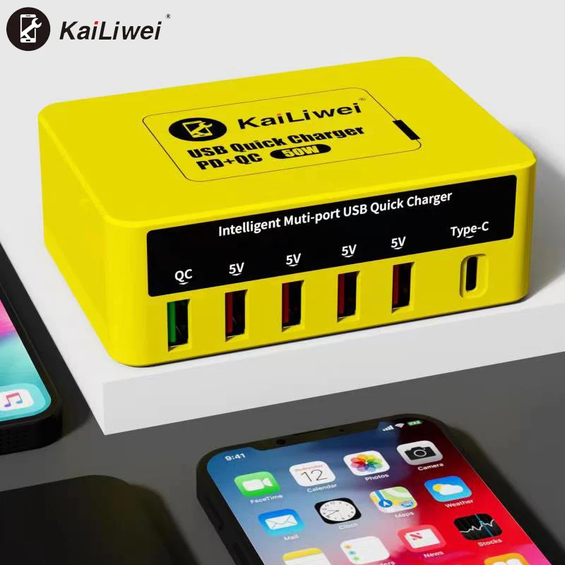 

Умное зарядное устройство USB Kailiwei, 6 портов, PD + QC 3,0