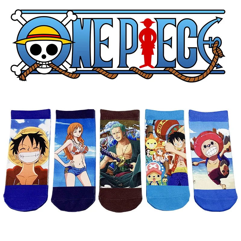 

One Piece summer printing cartoon invisible boat socks anime figures Luffy cute men and women socks direct sales