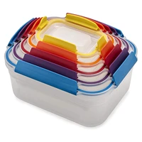 multicolor portable picnic sealed lunch box nest lock plastic lockable leakproof airtight food storage container set with lids