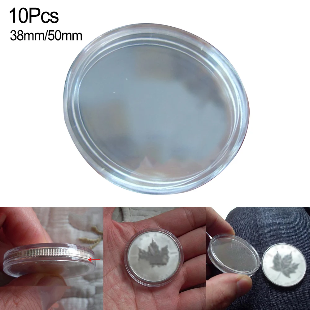 

10pcs 38/50mm Transparent Plastic Coin Holder Coin Collecting Box Case For Coins Storage Capsules Protection Boxes Container
