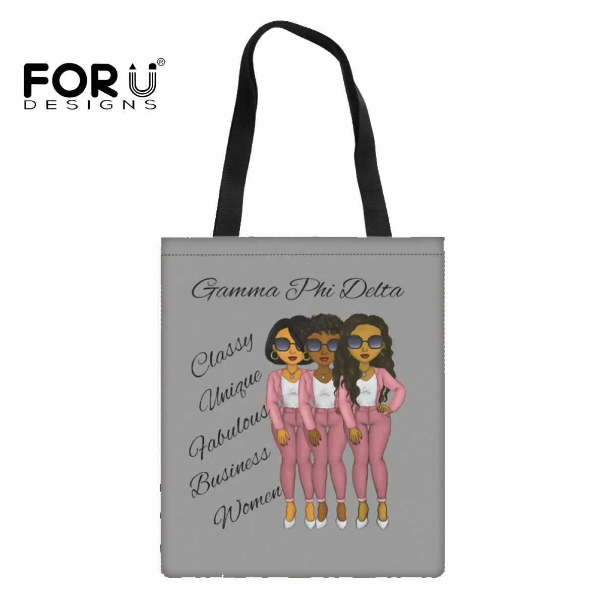 

FORUDESIGNS Foldable Shopping Bag Tote Travel Eco Reusable Shopping Bags Gamma Phi Delta Portable Shoulder Grocery Bags Storage