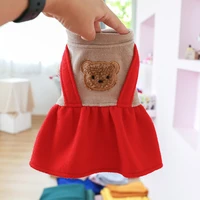 cute bear pattern pet clothes autumn dog dress coat for small dogs dachshund strap skirt christmas clothing puppy kitten jackets