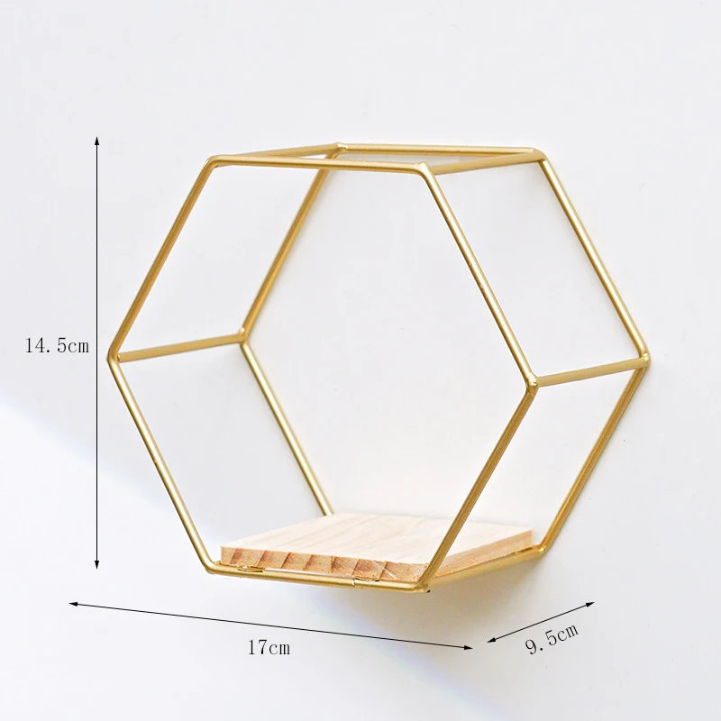 Decoration Craft Hexagonal Nordic Style Iron Stand Home Storage Holder Contracted Design TV Background Bedroom Bedside Pendant images - 6