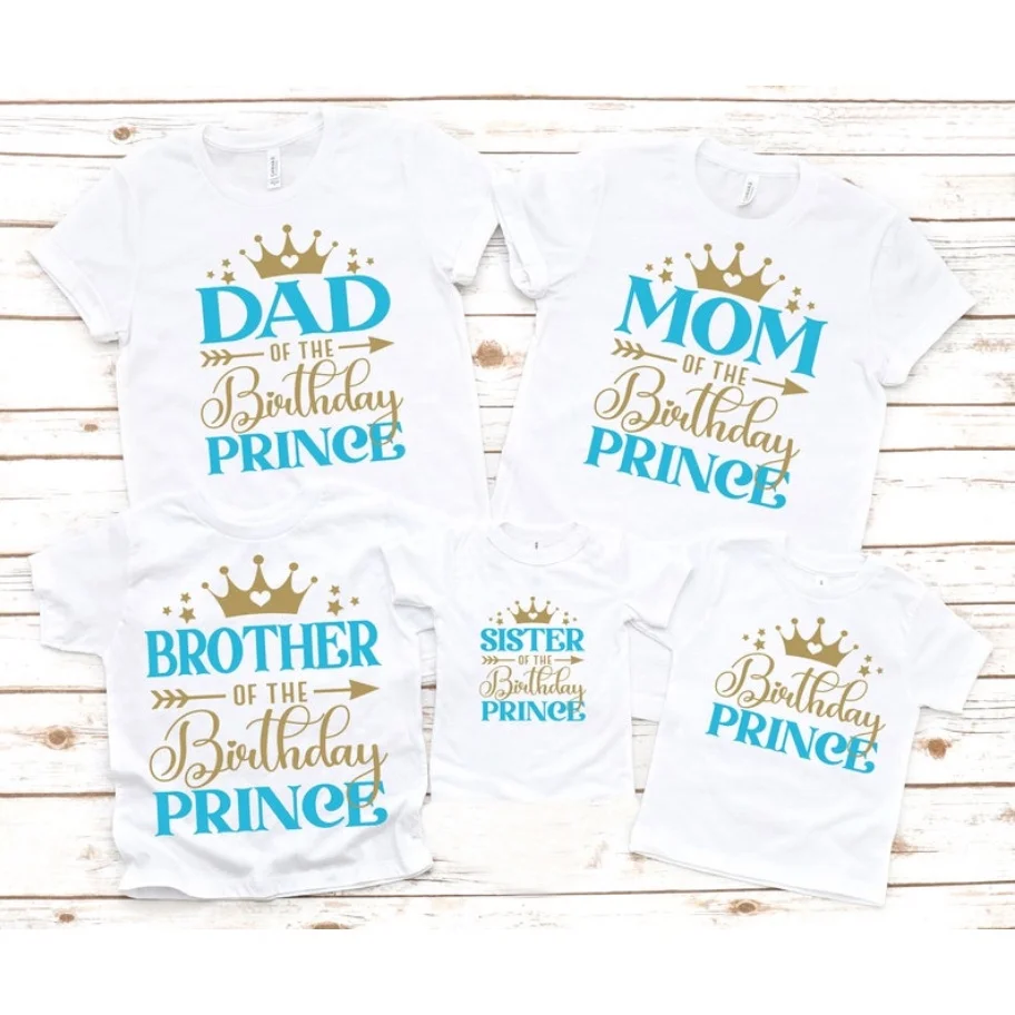 

Комплект одежды для семьи, футболка, принц, летний семейный наряд на день рождения, для мамы, папы, девочки, мальчика, подарок на день рождени...